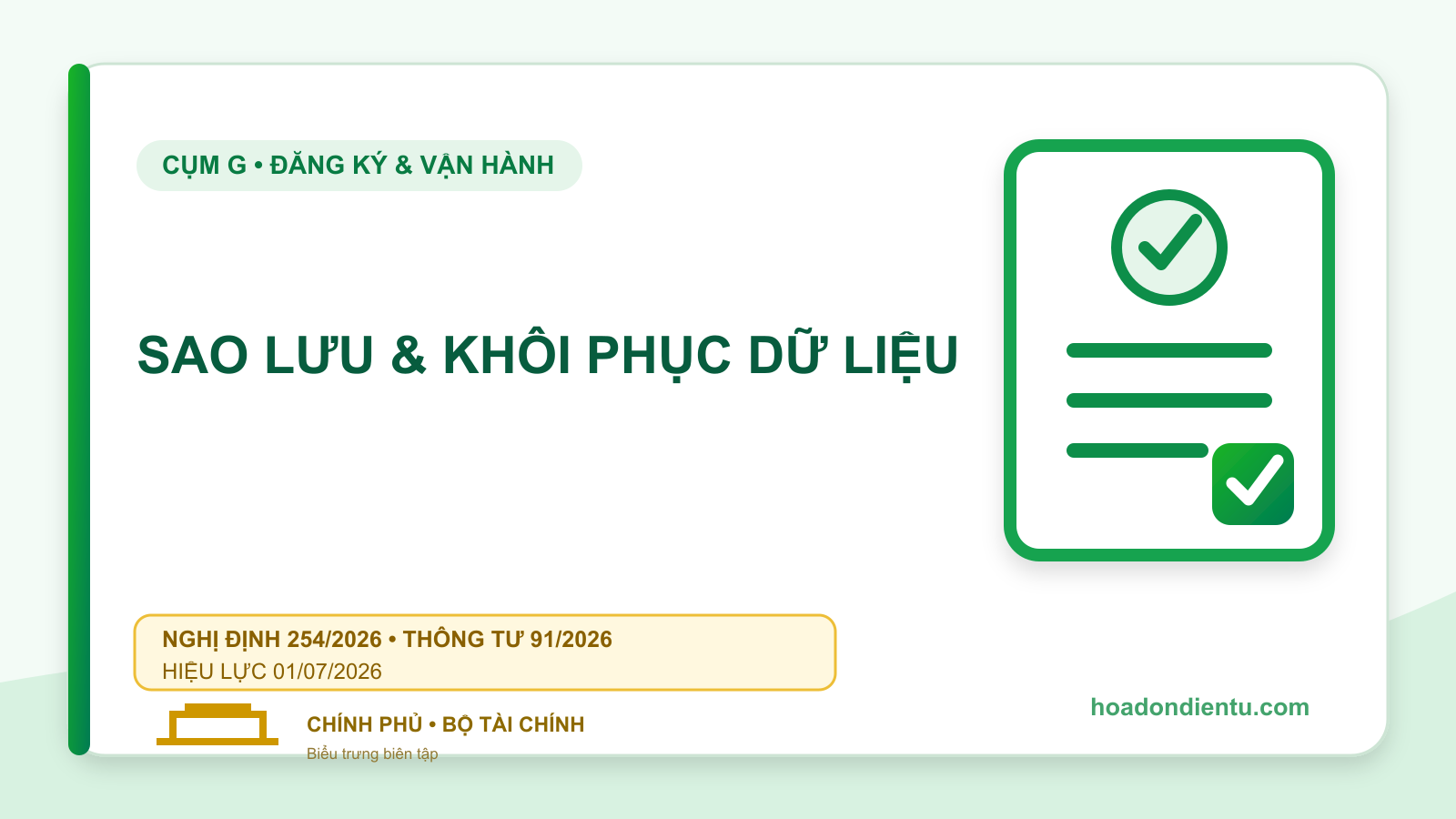 Sao lưu và khôi phục dữ liệu hóa đơn điện tử: Checklist 3-2-1