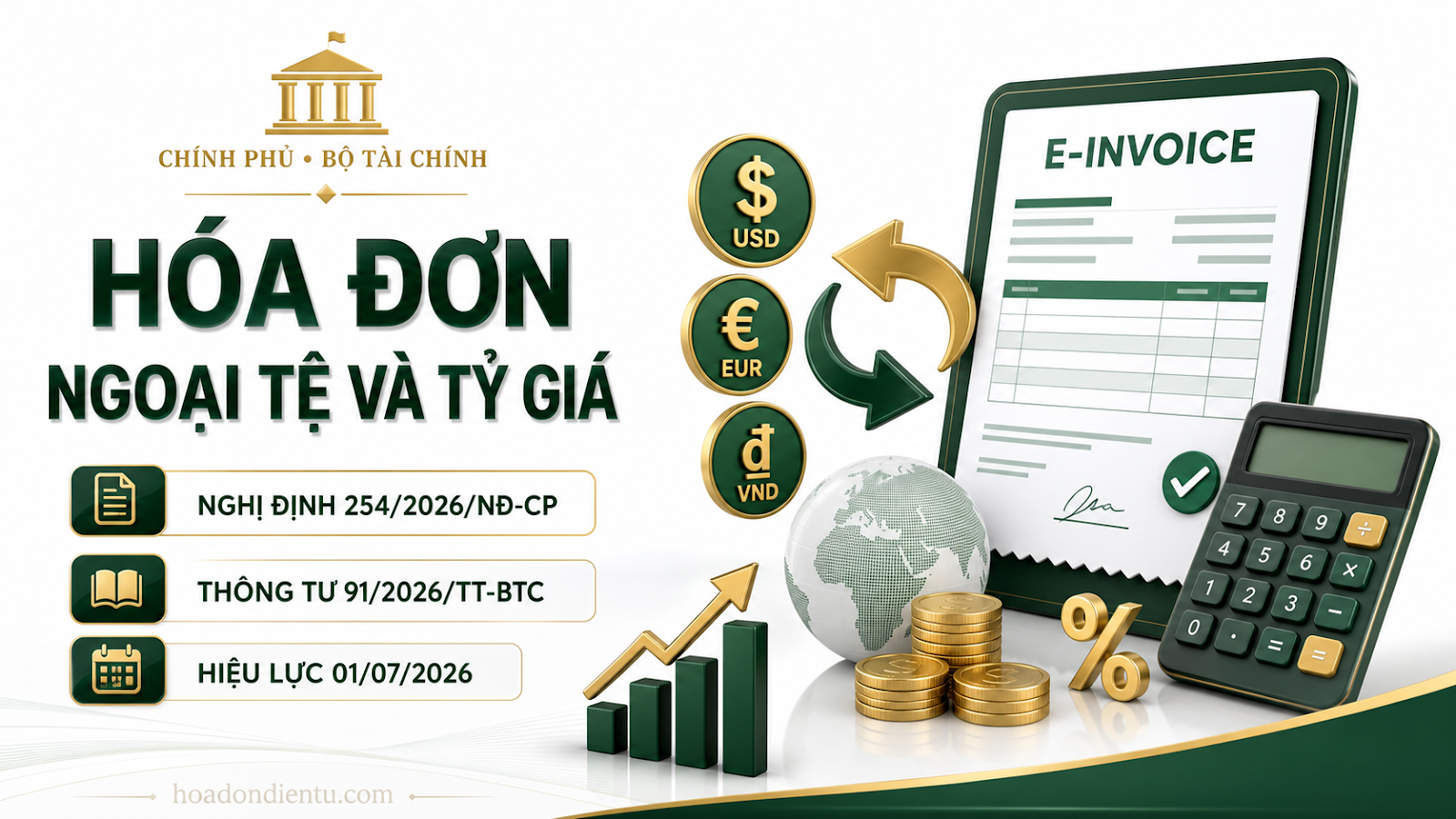 Hóa đơn ngoại tệ và tỷ giá từ 01/07/2026: Cách thể hiện đúng