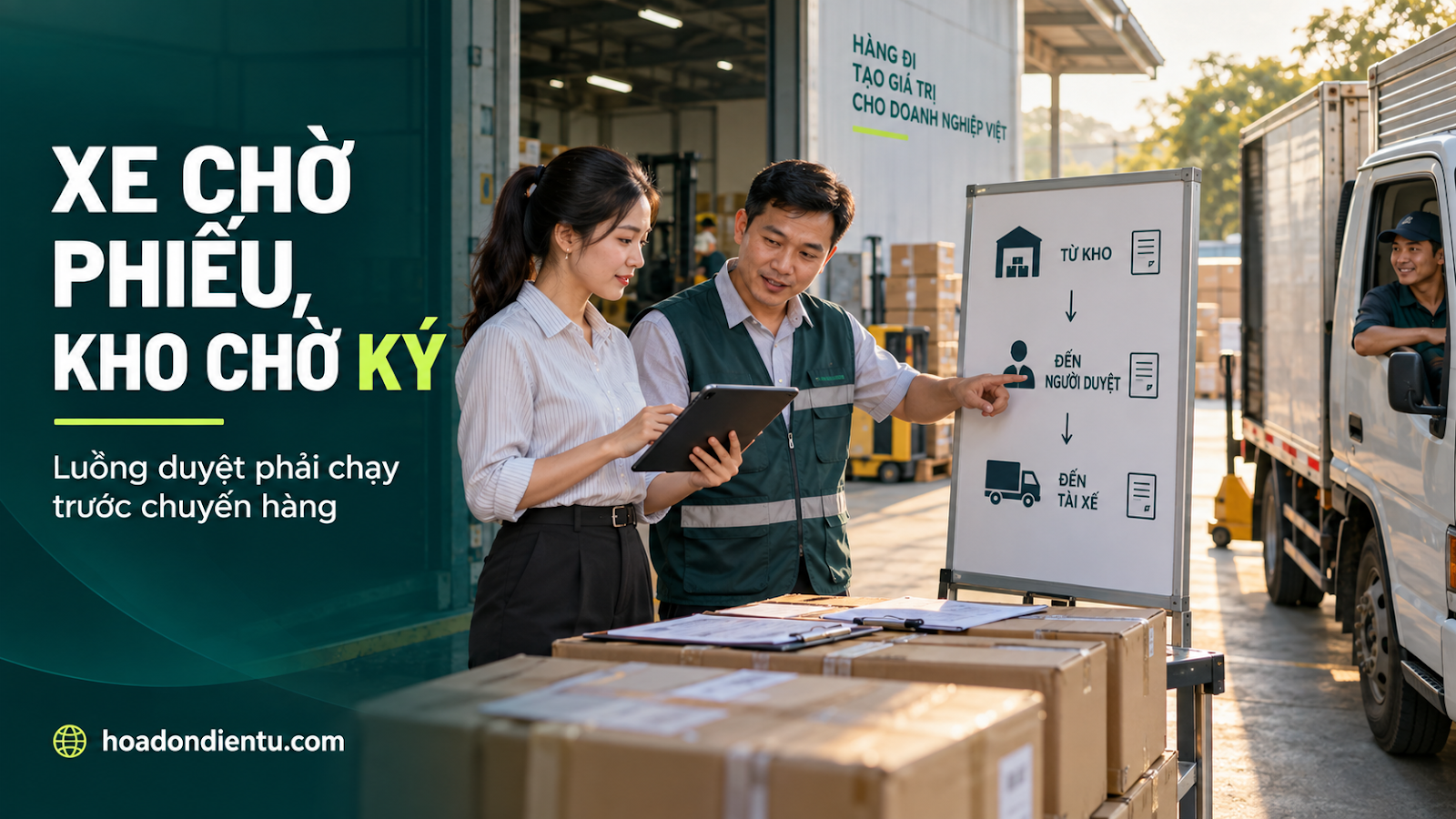 Xe chờ phiếu, kho chờ ký — luồng duyệt phải chạy trước chuyến hàng