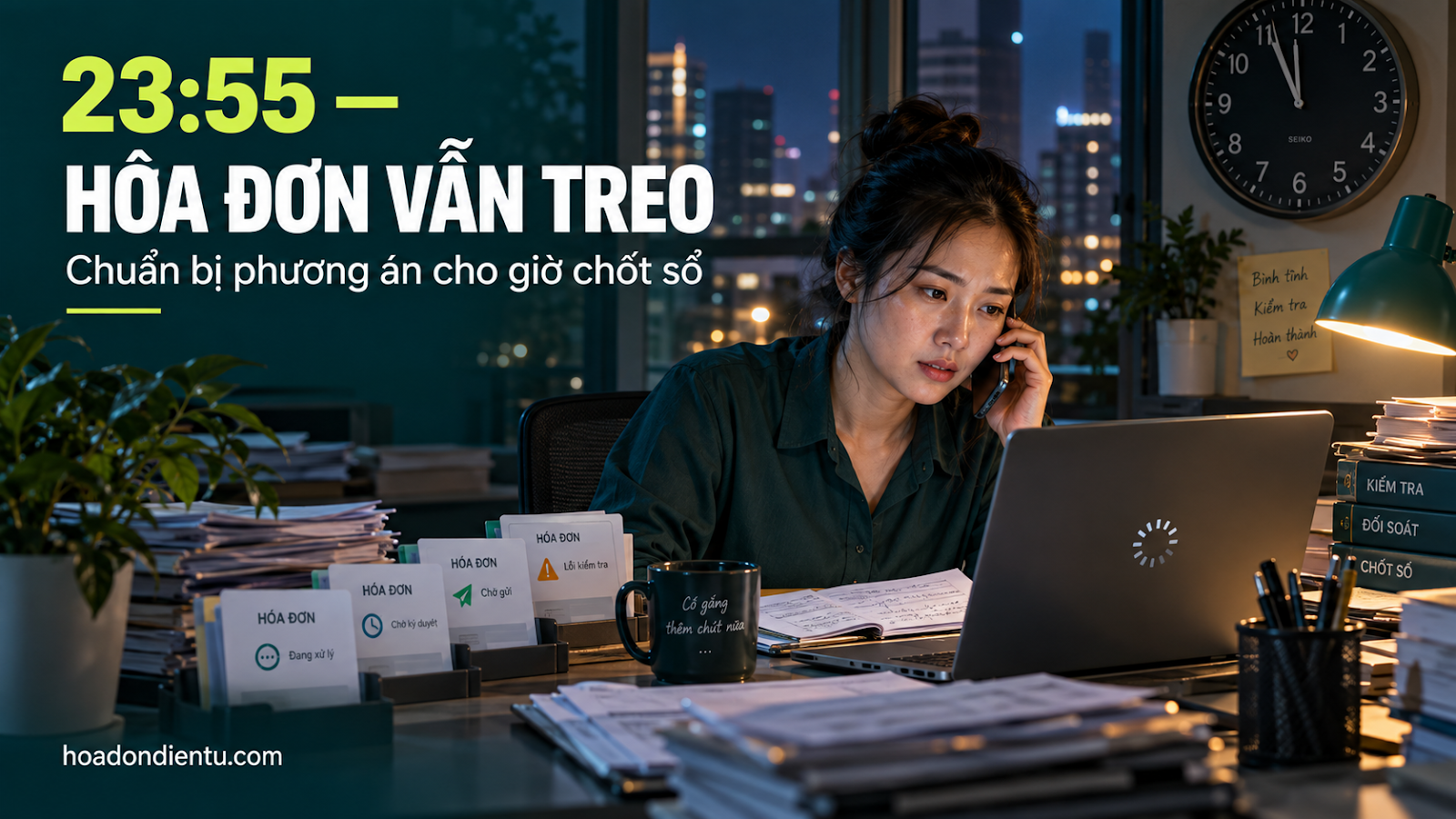 23:55 — hóa đơn vẫn treo — chuẩn bị phương án cho giờ chốt sổ