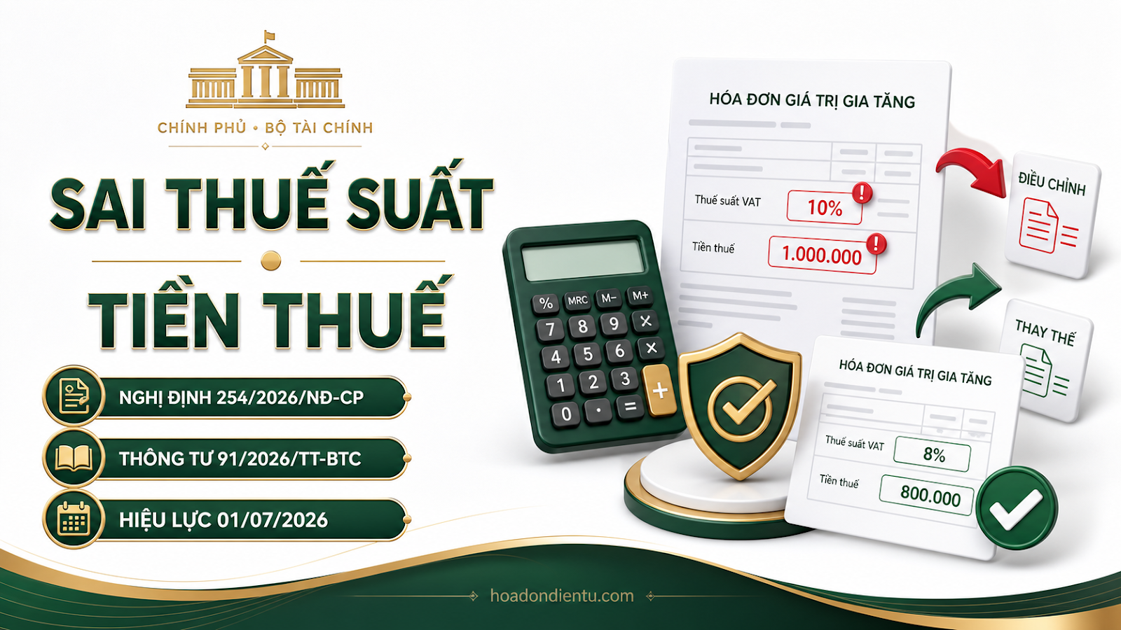 Hóa đơn sai thuế suất hoặc tiền thuế: Quy trình xử lý 2026