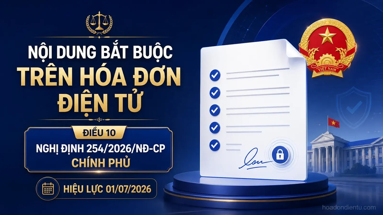 Nội dung bắt buộc trên hóa đơn điện tử năm 2026