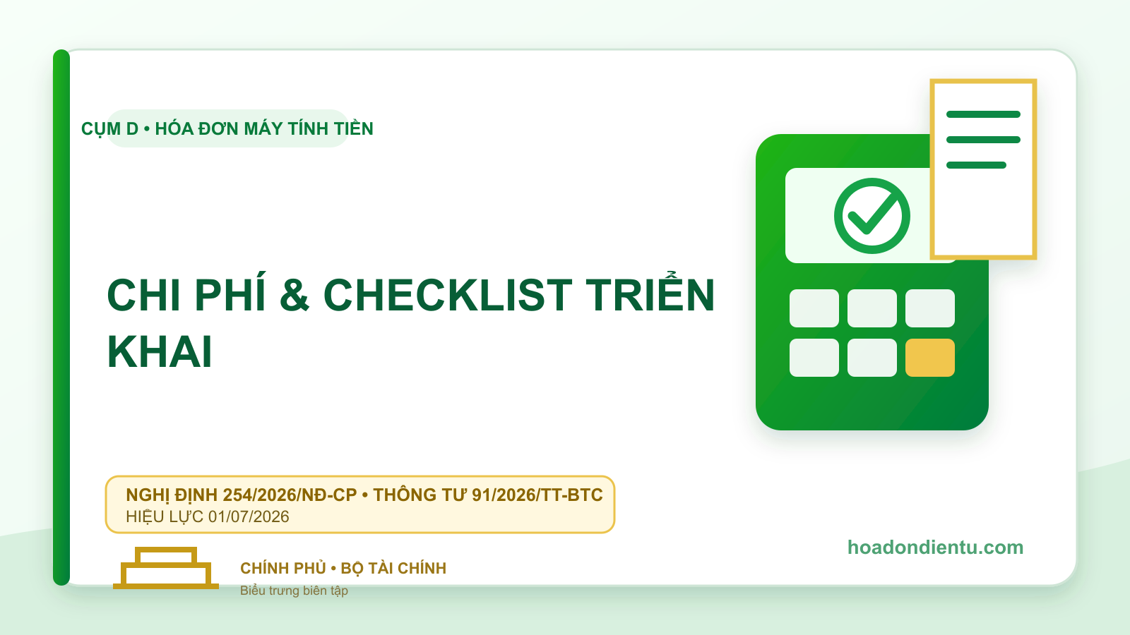 Chi phí và checklist triển khai hóa đơn máy tính tiền 2026
