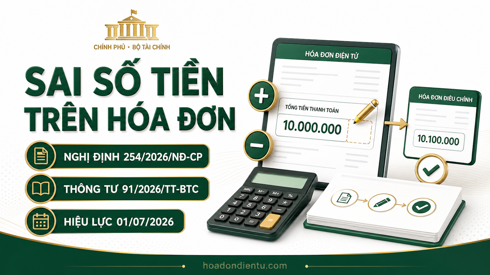 Hóa đơn sai số tiền: Cách điều chỉnh tăng, giảm hoặc thay thế