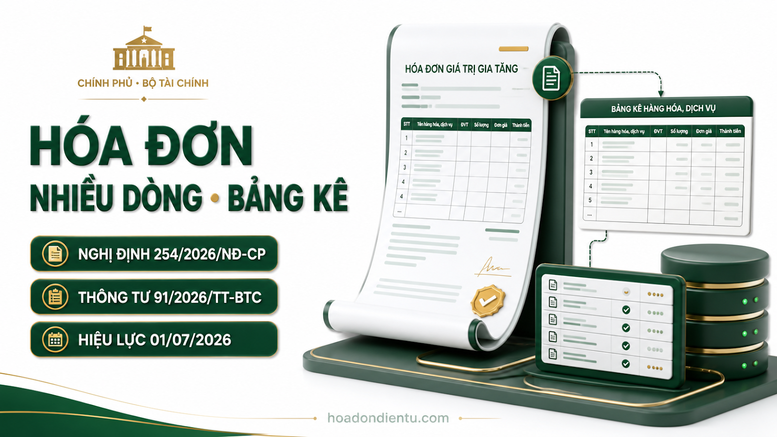Hóa đơn nhiều dòng hoặc kèm bảng kê: Điều kiện áp dụng năm 2026
