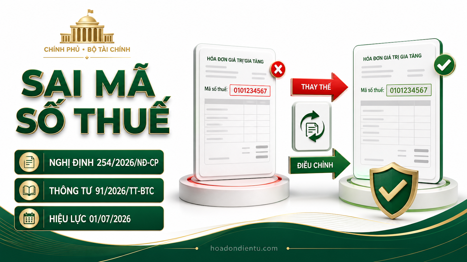 Hóa đơn sai mã số thuế: Điều chỉnh hay thay thế từ 01/07/2026?